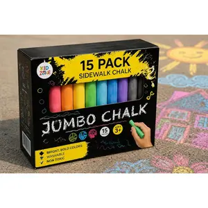 Jumbo Multicolor Outdoor Sidewalk Chalk - 15 Piece Washable Premium Set