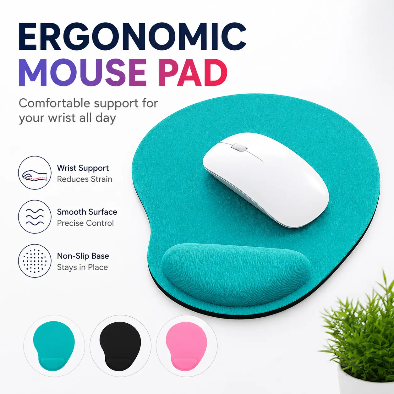 Ergonomic Mouse Pad with Wrist Rest,Non-Slip Base, Comfort Support Design for Laptop & Desktop Computer, Non Slip Ergonomic Mouse Mat-YY1