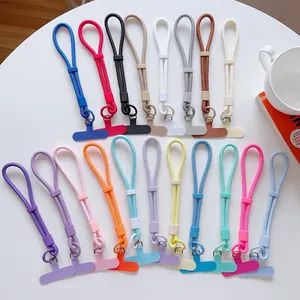 Candy Color Phone Wrist Strap with Universal T Patch, Thin Nylon Short Hand Lanyard, Detachable Anti-Lost Cell Phone Wrist Chain - Ideal for Daily Outdoor, Travel, Camera, Key & All Phone Case Matching