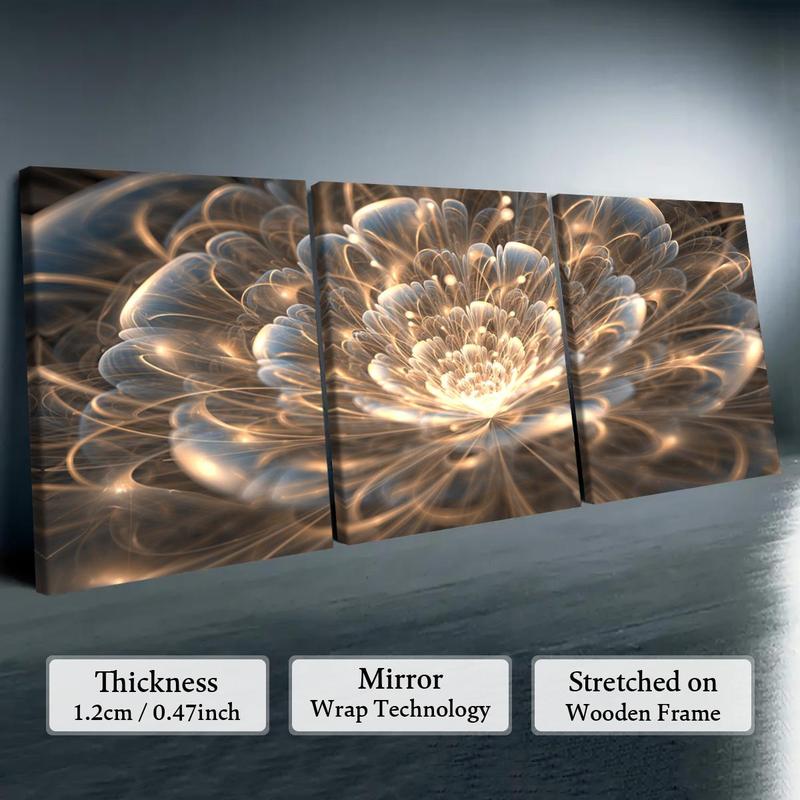 Wooden Framed Canvas Painting, 3 Counts/set Flower Pattern Wall Art, Modern Art for Home Living Room Bedroom Office Decor