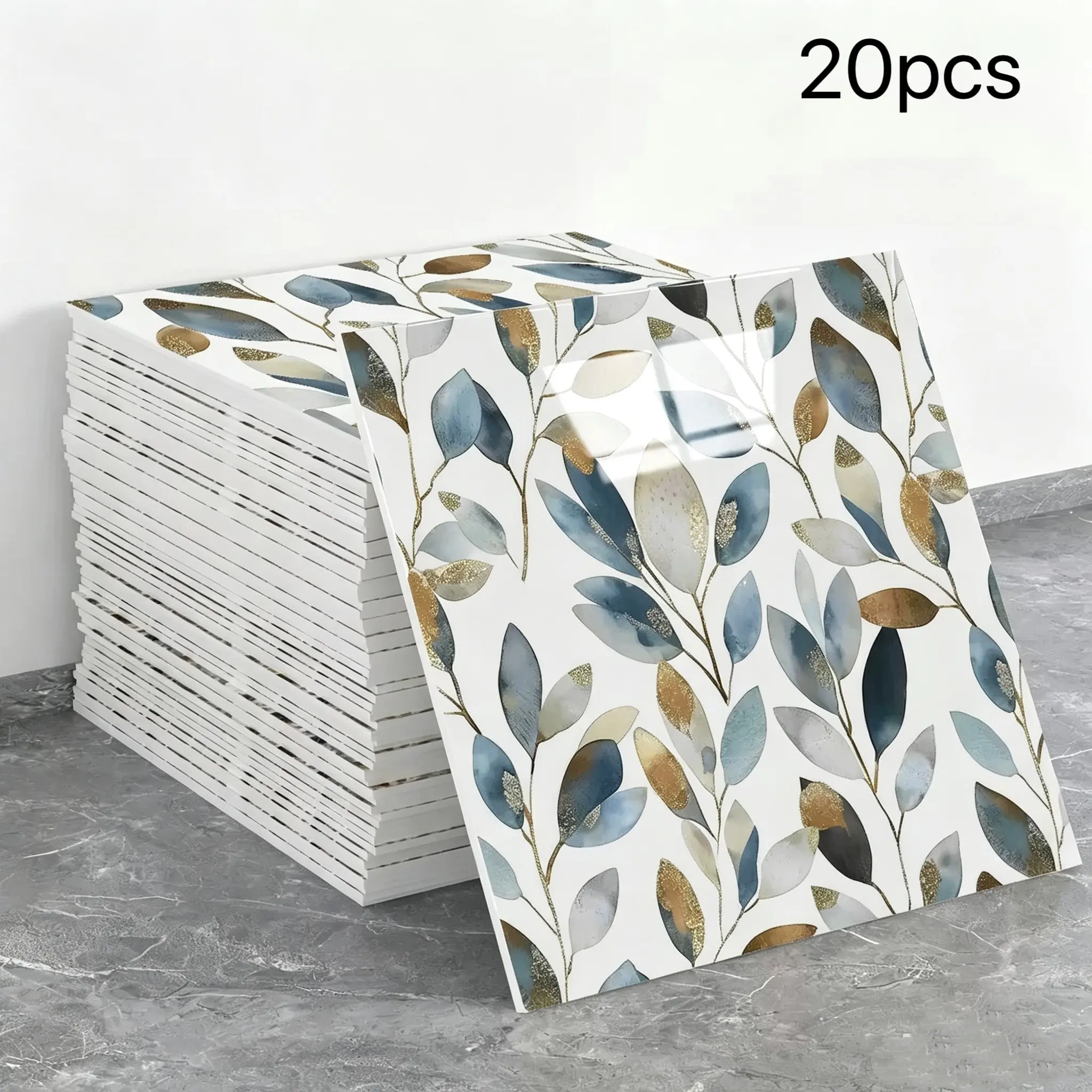 20pcs Marble Peel-And-Stick Waterproof PVC Shower Wall Panels, Bathroom Backsplash Tiles, Adhesive Wall Tiles for Bedroom and Kitchen