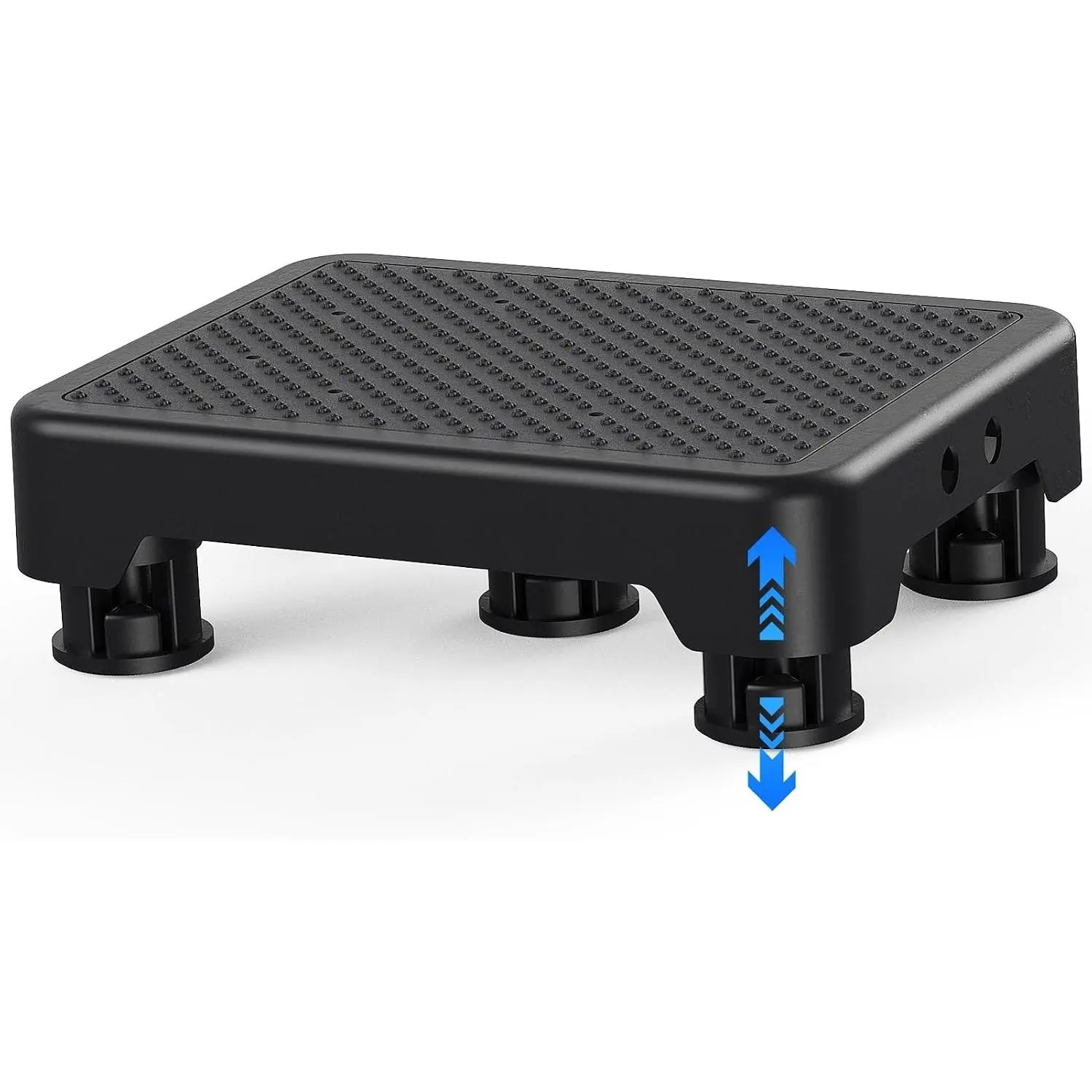 Polypropylene Mobility Step Stool for Adults - Adjustable Height, Detachable Mat, Anti-Slip Rubber Texture Platform, Functional Indoor/Outdoor Portable Stair Assist, 600lbs Capacity, Black