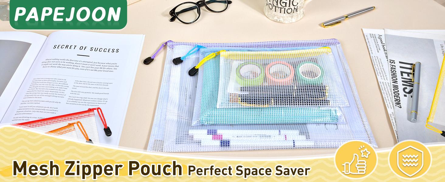 30pcs Mesh Zipper Pouch Bags, 8 Sizes Plastic Zippered Storage Bags for Organizing, Clear Pouches with Zipper, Waterproof Mesh Pouch for Office School Supplies, Home Organize, Travel Storage