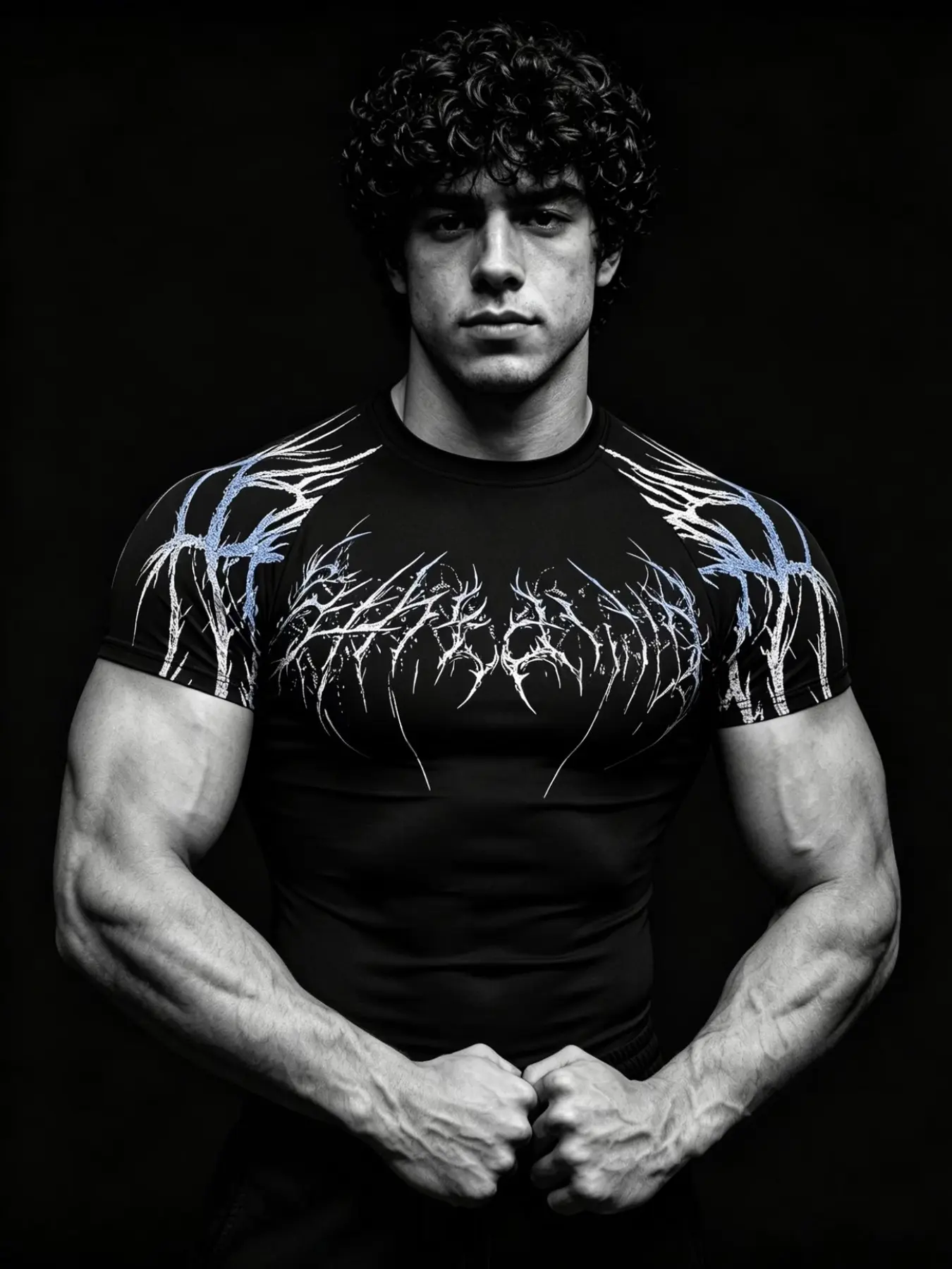 Men's Gothic Fitness T-Shirt, Thorn Print, High Elasticity, Quick-Dry, Breathable, Compression Fabric, Ideal for Gym Training