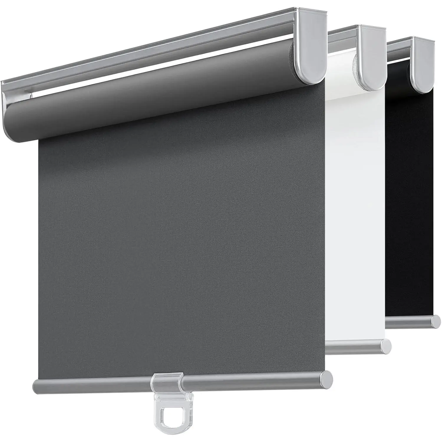 Cordless 100% Blackout Roller Shades for Windows UV Protection Pull Down Shades Room Darkening Door Blinds Thermal Insulated Fabric for Home Office Bedroom 14" W x 72" H Grey