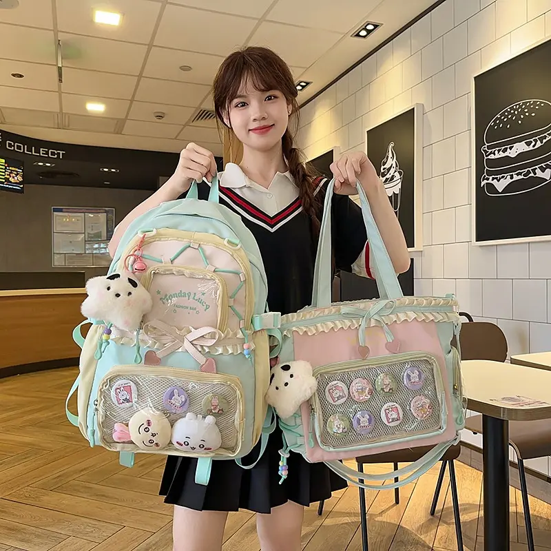 Women's Fashion Backpack New Style Waterproof Korean Large Capacity Wear-resistant Nylon School Backpack for Teenage Girls