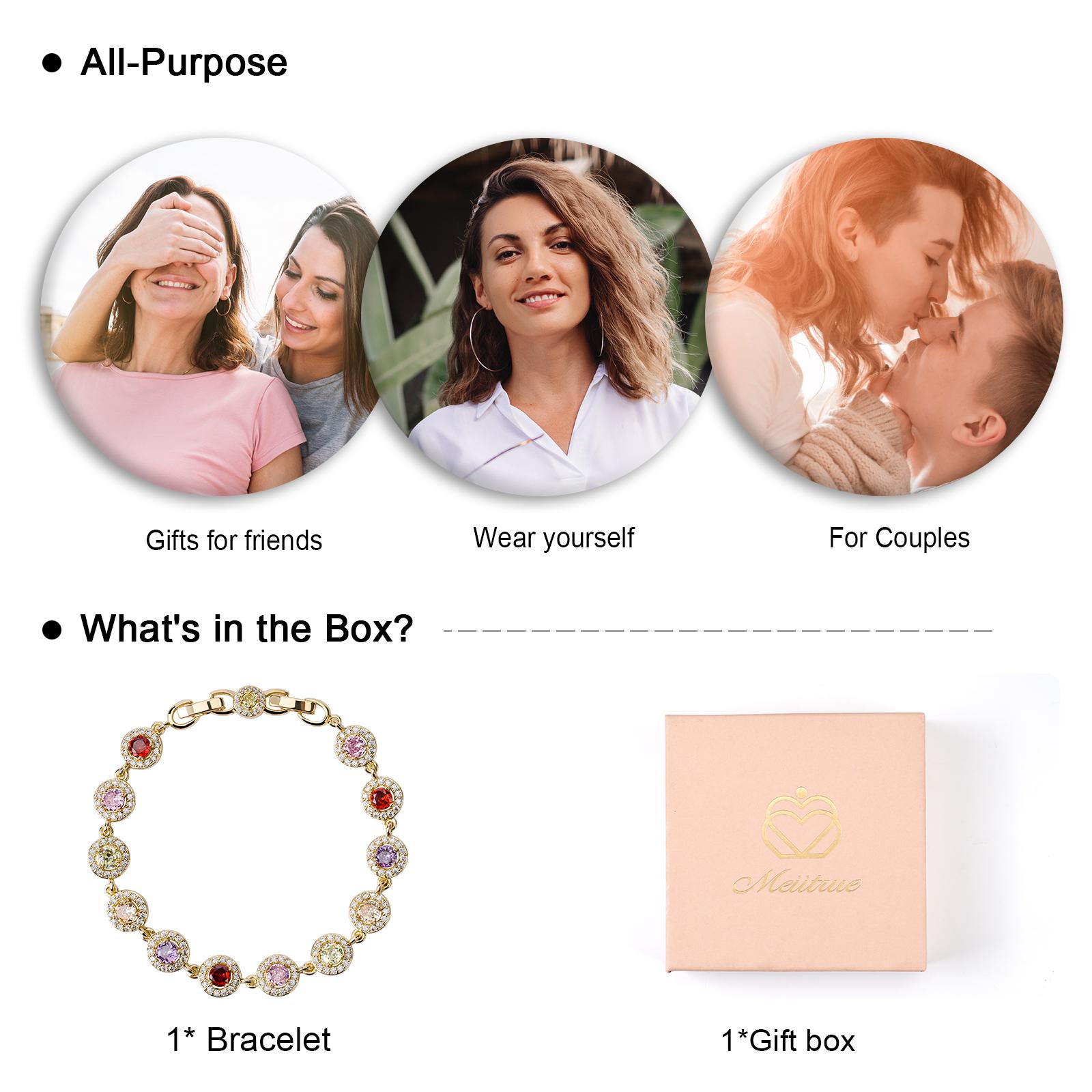 MEIITRUE 14K Gold Plated Multi Colored Tennis Bracelet for Women Hypoallergenic Cubic Zirconia Bracelet Adjustable Glow in Five Ways Fashion Jewelry Gift for Girls MEIITRUE 14K Gold Plated Multi Colored Tennis Bracelet for Women Hypoallergenic Cubic Zirconia Bracelet Adjustable Glow in Five Ways Fashion Jewelry Gift for Girls