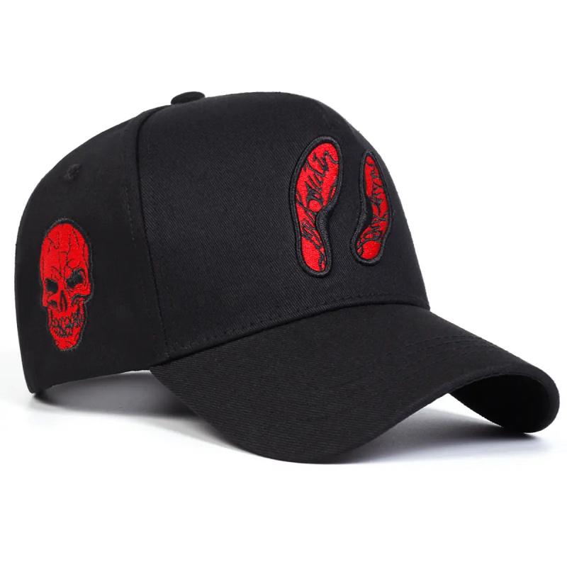 Unisex Footprint Skull Embroidered Patch Baseball Cap Outdoor Adjustable Sunscreen Leisure Hat Spring Autumn Travel Tourism Beach Vacation