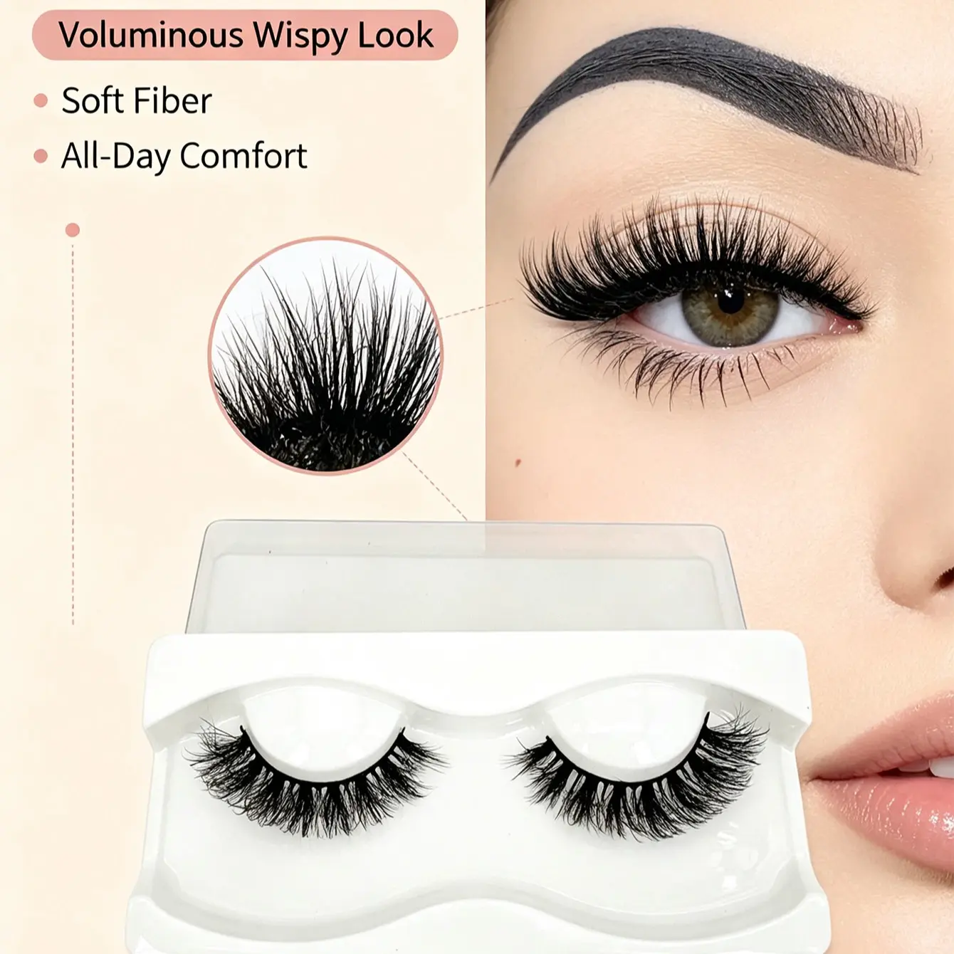 1 pair Faux Mink Lashes, Soft Lashes,15mm Cat Eye Natural Eyelashes,Fluffy Mixed Curl 5D Effect,Suitable For Travel,Daily Wear,Parties,Festivals and Holidays, Cosmetic Makeup