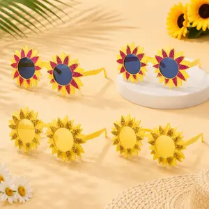 4 Pcs Glitter Daisy Party Glasses, Creative Fun Daisy Shape Eyewear, Perfect for Beach Parties, Birthday Parties, Various Event Decorations