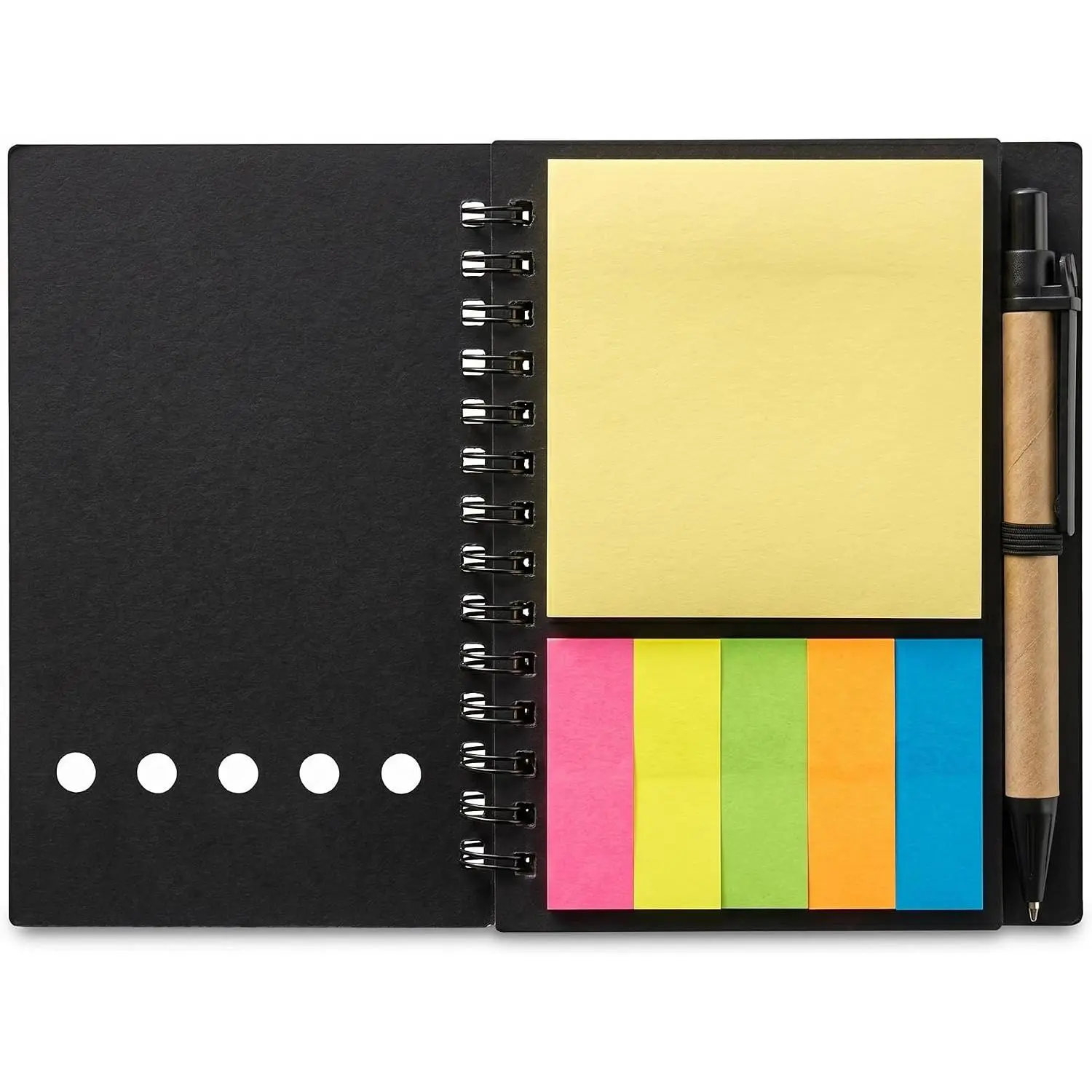 1 Pack Lined Spiral Notebook Bulk Small Notepad and Pen Set | Steno Pads Lined Notepad Bulk, Black Pocket Notebook, For Business Office School Supplies