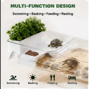 Transparent Turtle Tank, Home Aquarium, Crab Tank, Office Desktop Eco-landscape Reptile Tank.