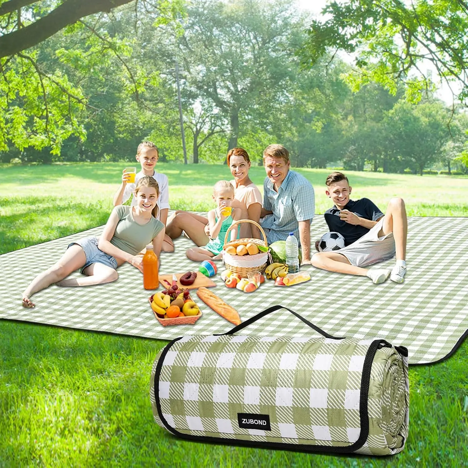 Picnic Blankets Waterproof Sandproof Foldable & Machine Washable, 80''x100'' Extra Large Beach Blankets, Simple Stylish Gingham Outdoor Blankets Grass Lawn Park for Family Camping PartyGift