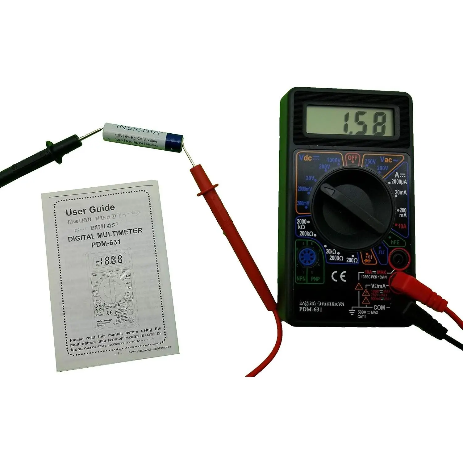 PDM-711 Large Screen Digital Multimeter, Digital Display Electrical Measuring Tool with Built-In Buzzer for Continuity Tests