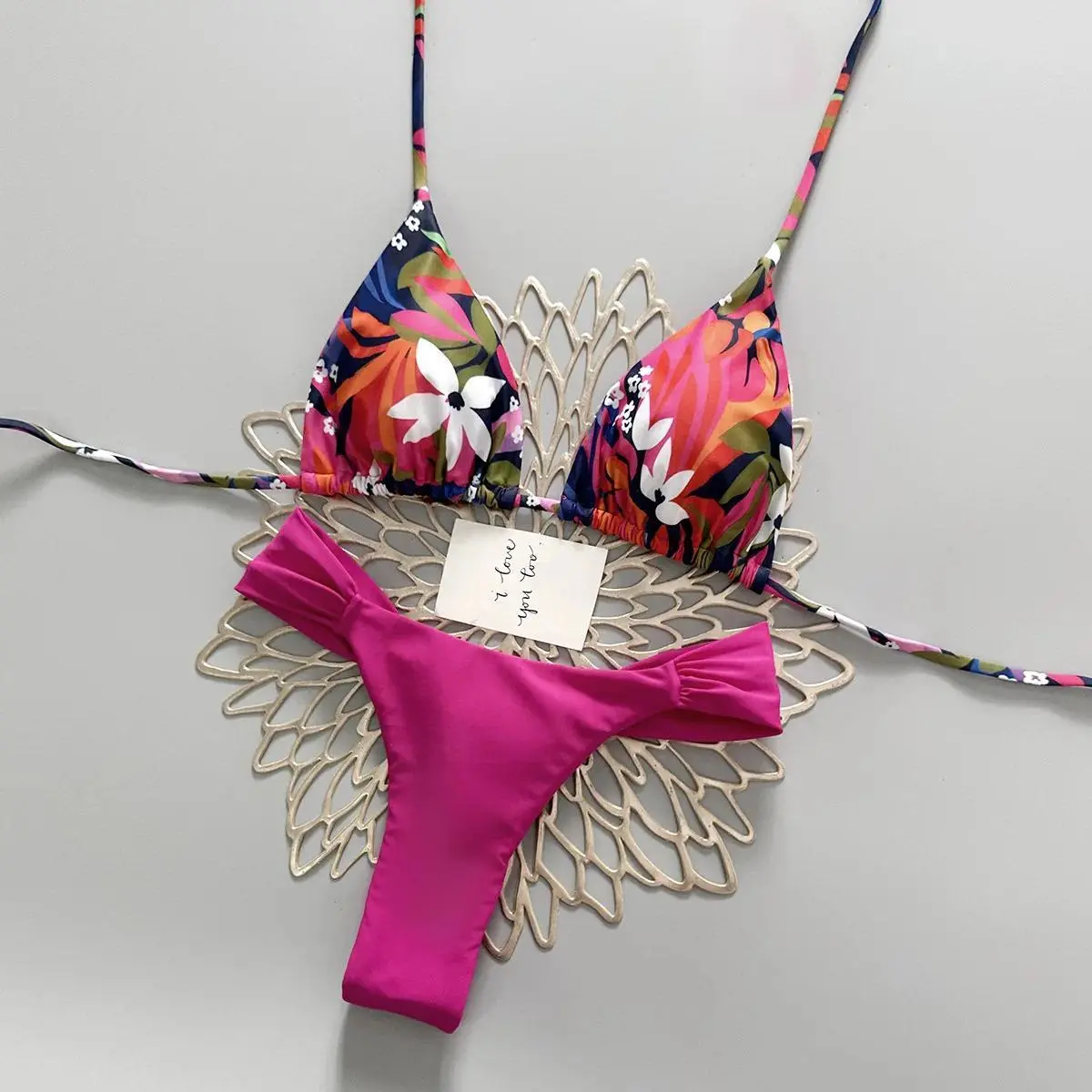 2026 Swimsuit Women's New Sexy Bikini Neck Split Women's Swimsuit