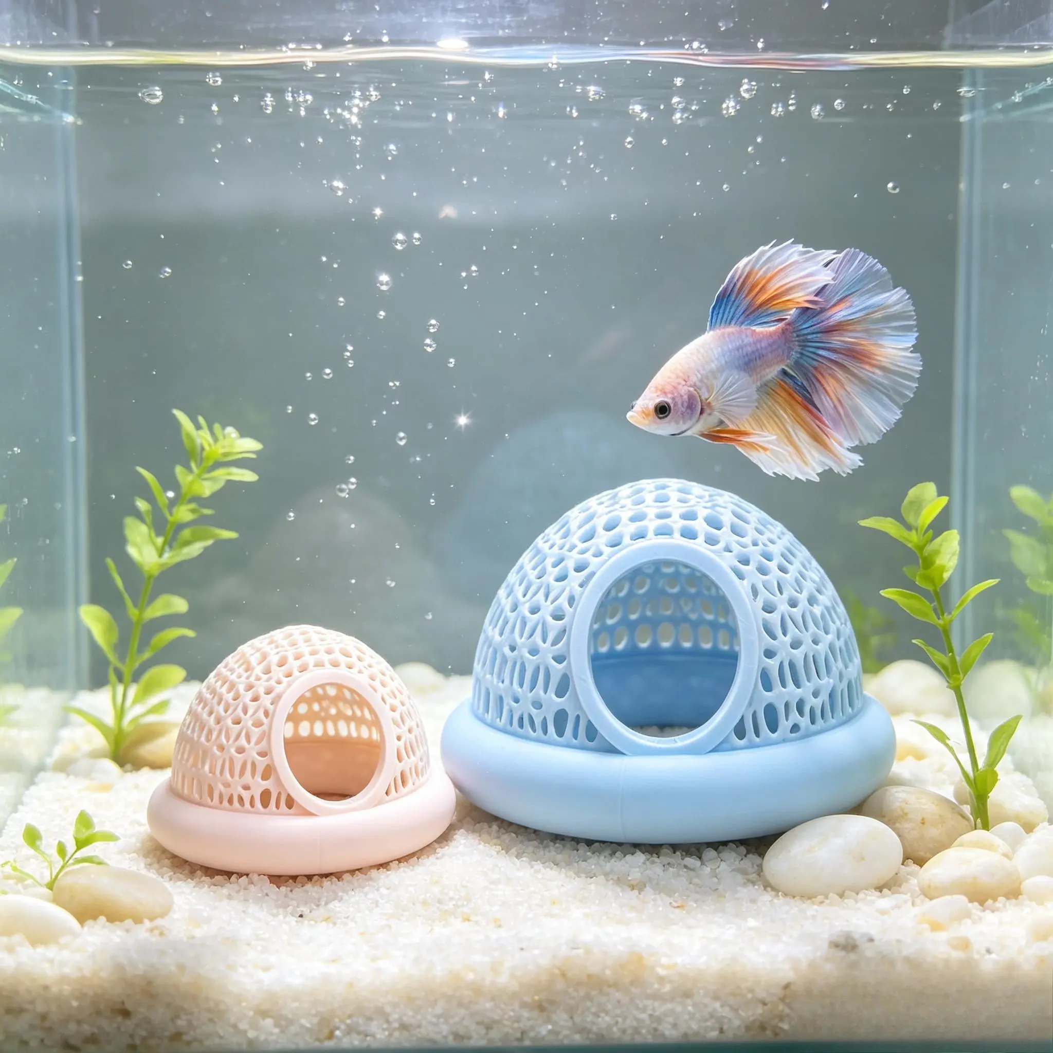 Floating Betta Hammock Betta Hideout Cave with Feeding Ring,Multifunctional Aquarium Decor, Fish Tank Accessories Resting Shelter for Betta Fish, Shrimp and Small Fish
