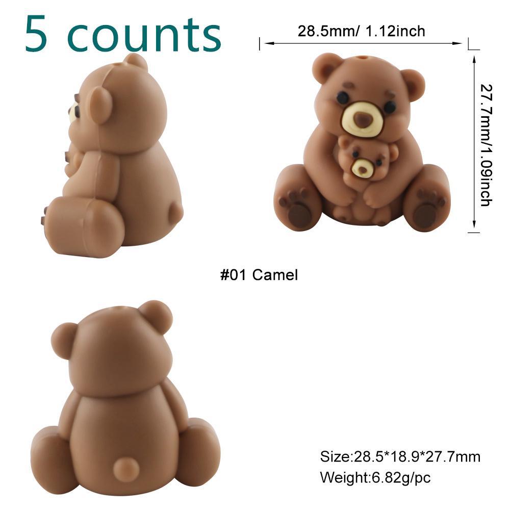 3D Animal Design Bead, 5 Counts Cute Cartoon Animal Bead, Personalized Beads, DIY Bead for Handmade Bead Pen, Keychain, Necklace Bracelet, DIY Mix Beads, Art Charms