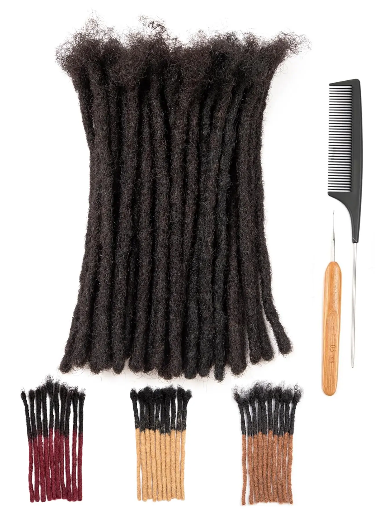 100% Human Hair Dreadlock Extensions 0.6cm Width Natural Black Locs Handmade Crochet Dreads Real Hair Extensions for Men Women Kids 4-16 Inch Long Soft Lightweight Permanent Locs Can Be Dyed Bleached Curled Twisted DIY Hairstyle Accessories
