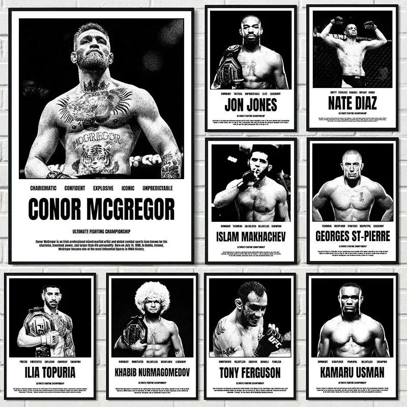 Minimalist Famous UFC-Fighter Boxing Figure Sports Fitness Aesthetic Poster Canvas Painting Wall Art Pictures Home Decor