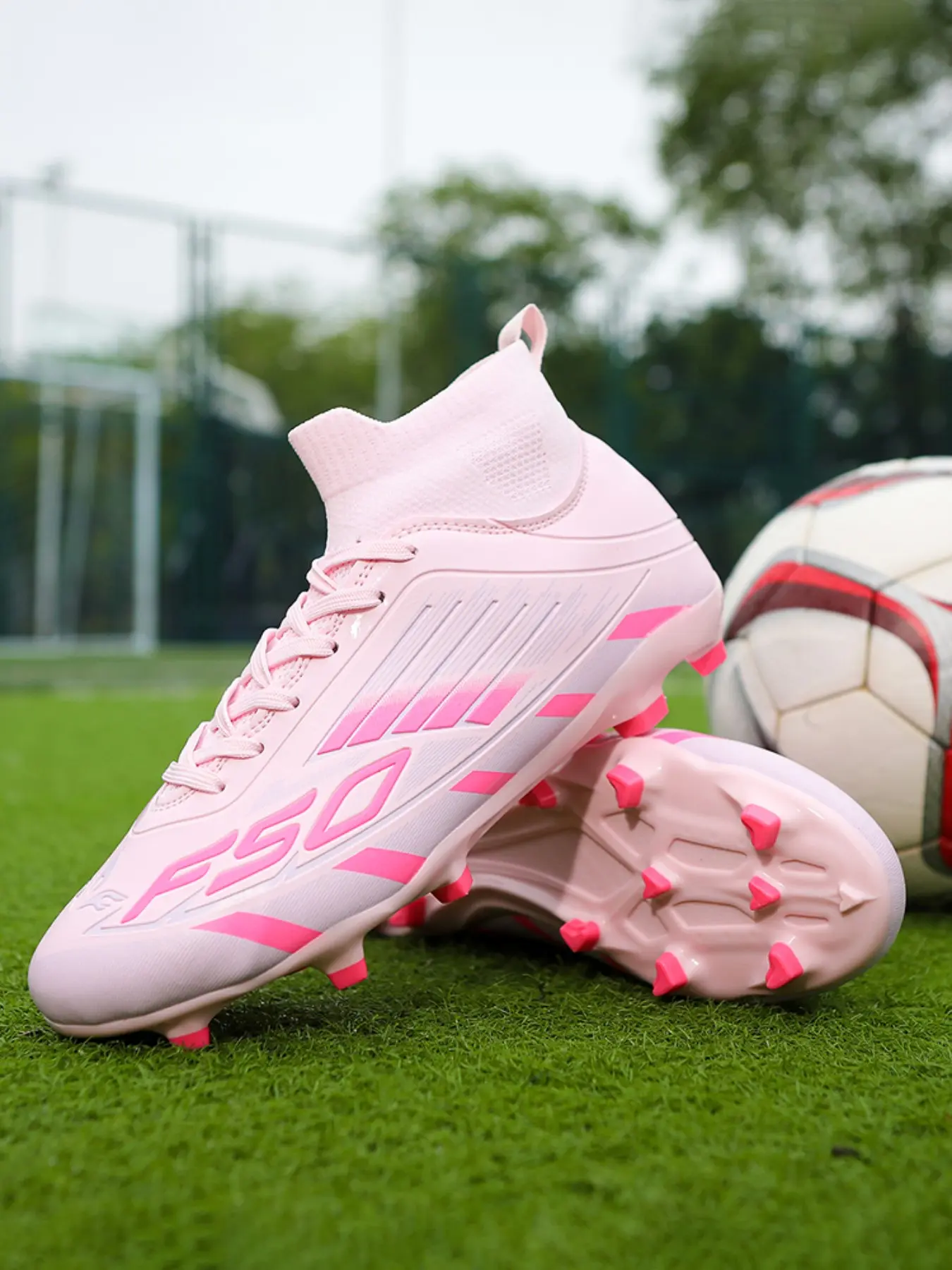 High-Quality Unisex Football Shoes, Soccer Shoes, Durable Sports Cleats, All-Season Wear, Ag Nails, Suitable for Adults, Students, Teens, High Top Fg Boots