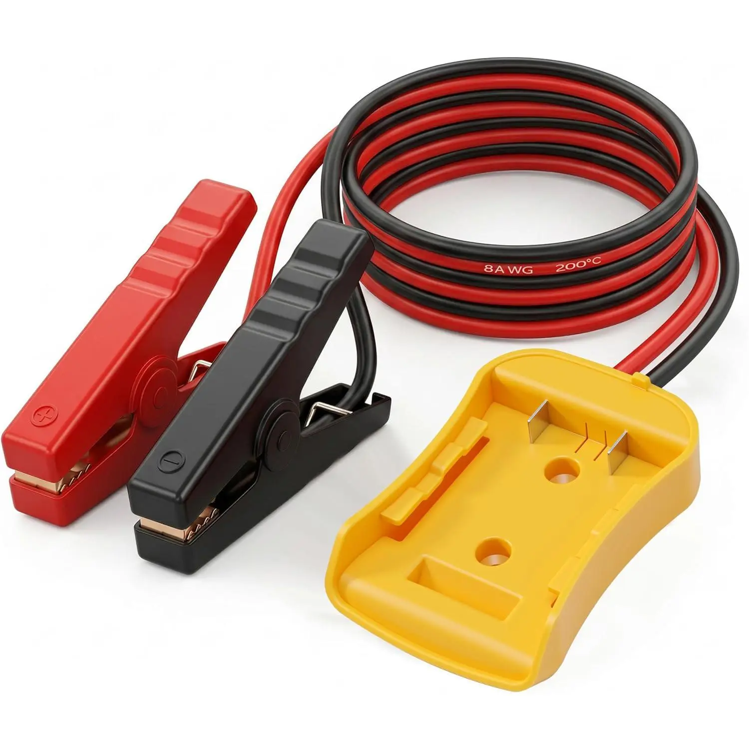 3.3FT 8AWG DeWalt 20V MAX Battery Jumper Cable Adapter, 12V Emergency Booster with Alligator Clips, Easy to Carry for Cars, Pickups, Lawn Equipment Assistance