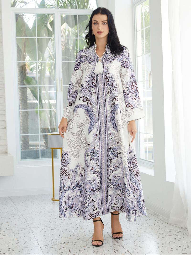 Women's Arabian Dress, Elegant Long Sleeve Long Dress for Daily Wear, Ladies Islamic Clothing, Modesty Abaya for All Seasons