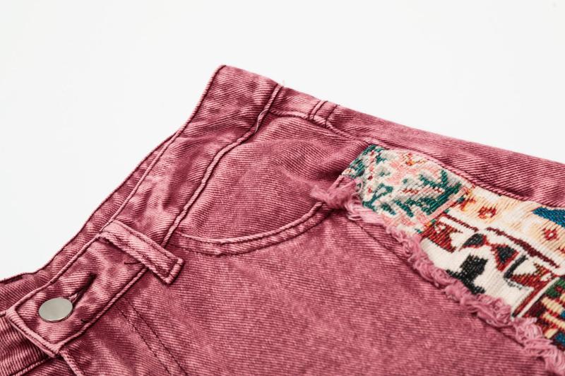 72% Cotton Patchwork Baggy Jeans Super Baggy Barrel Jeans Y2k Vintage Fabric Patchwork Jeans Unisex Straight Leg Wide Leg Trousers Mid-Low Rise Baggy Jeans Unisex Stretchy Wide Leg Distressed Pants