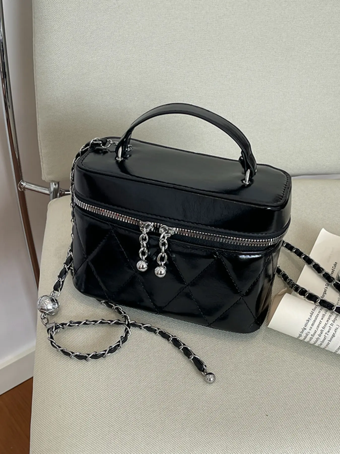 Women's Plaid Chain Bucket Bag, Summer New Trendy Handbag, Versatile Crossbody Small Square Bag, Korean Fashion Lightweight Shoulder Bag, Chic Crossbody Bag, Fashionable Shoulder Bag
