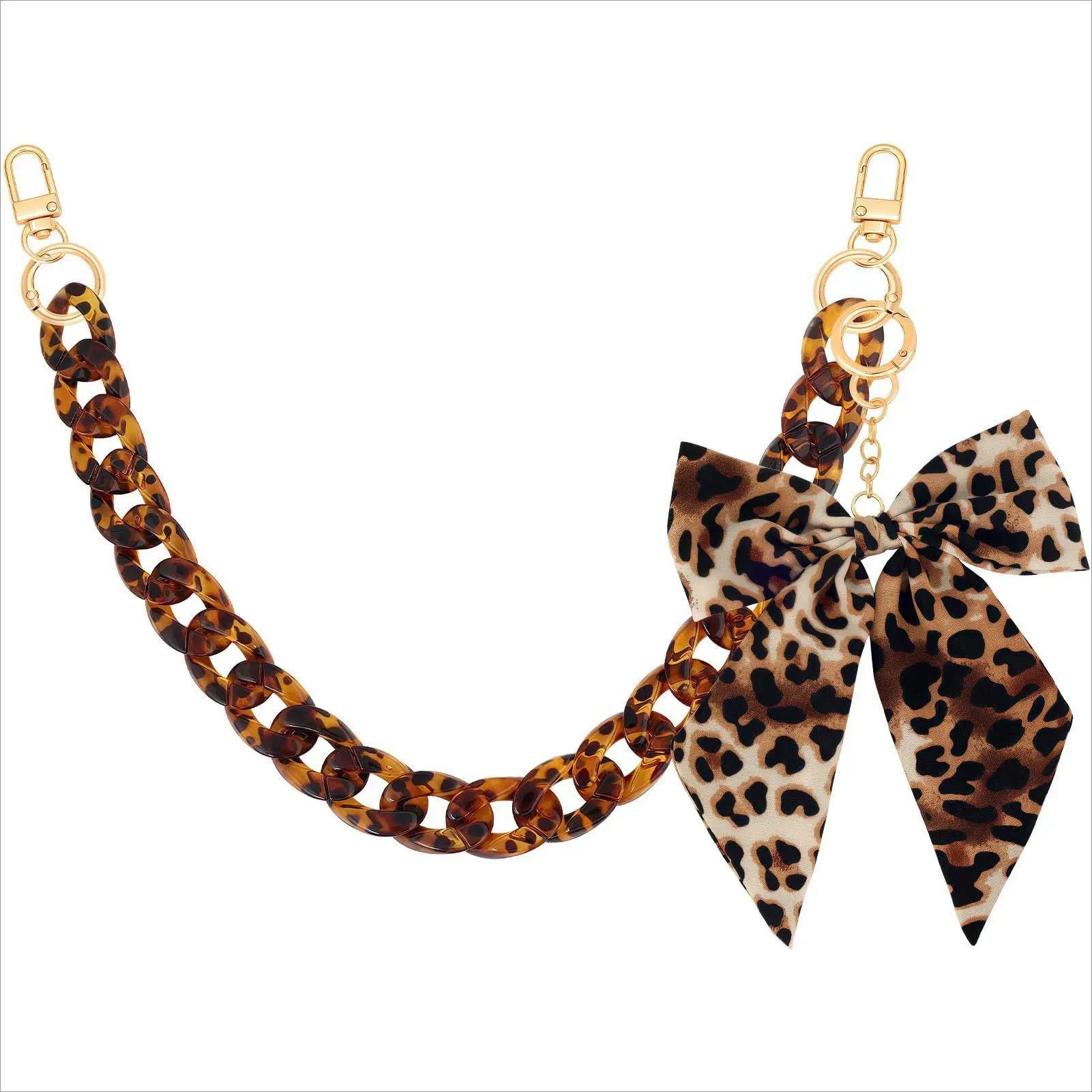Leopard Print Bow Bag Charm for Women, Acrylic Purse Chain Accessory, Y2K Handbag Decoration, Vintage Style Bag Handle Charm, Cute Tote Bag Accent for Daily Outfit Styling