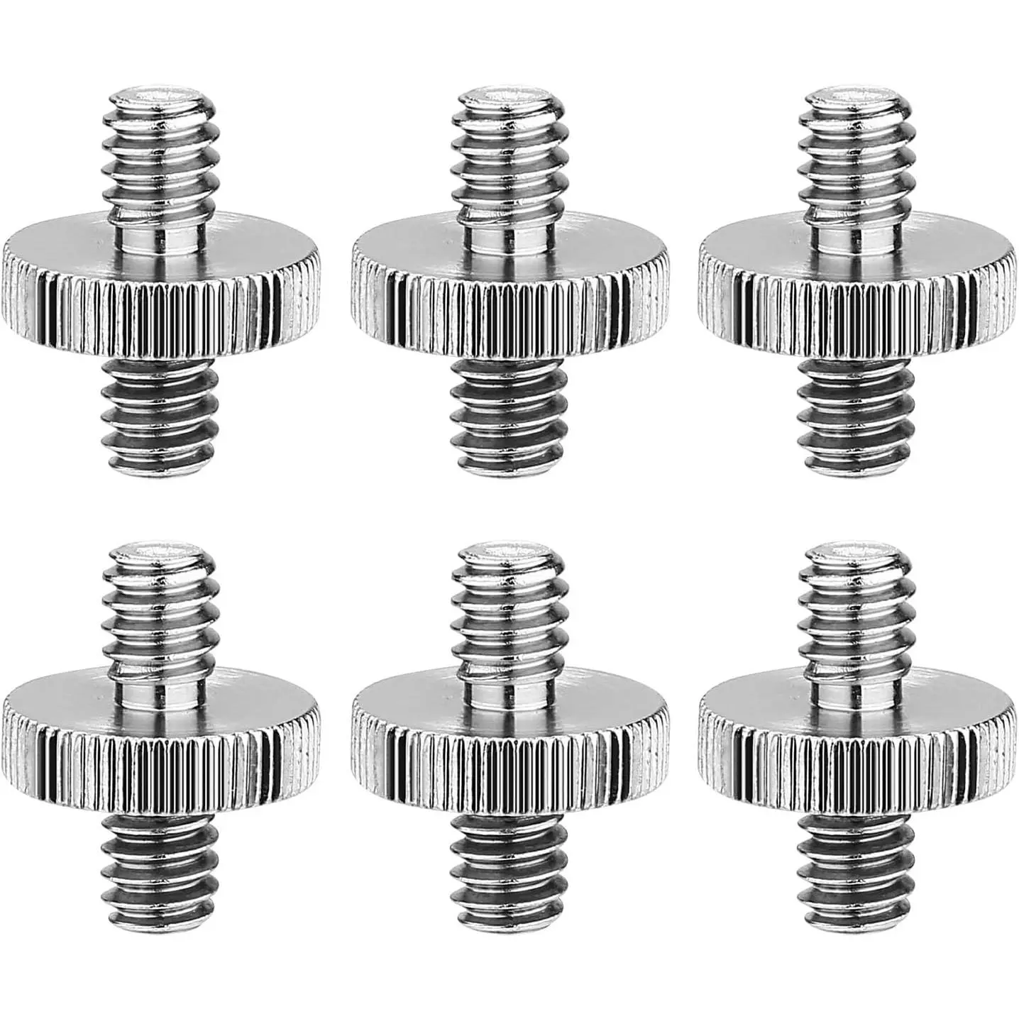 6 Pack International Standard 1/4"-20 Male to 1/4"-20 Male Threaded Tripod Screw Adapter Standard Tripod Mounting Thread Camera Screw Adapter Converter,Precision Made