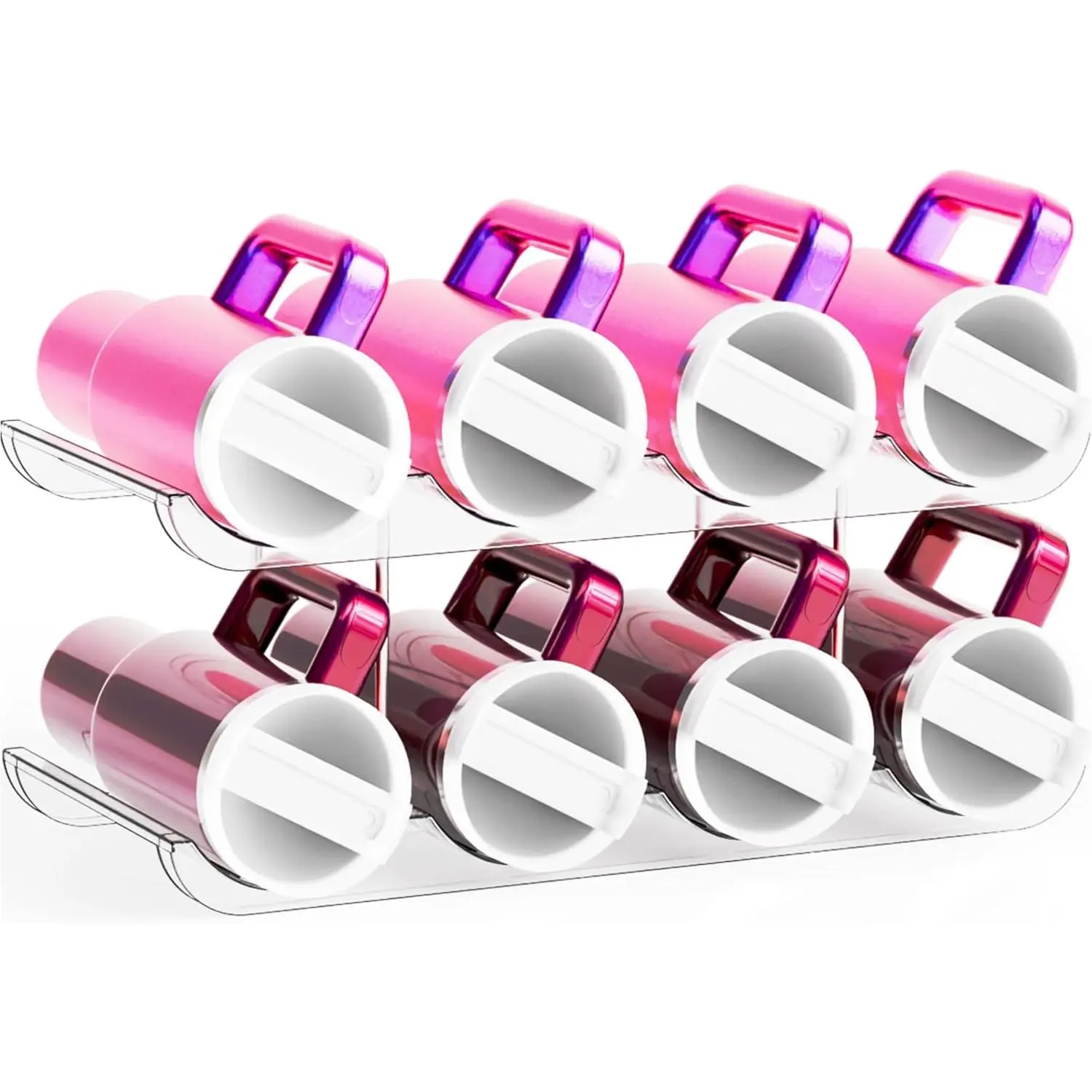 2 Tier Water Bottle Holder for Cabinet,Acrylic Wine Rack and Stackable Water Bottle Organizer for Pantry - Waterbottle Organizer for 40 oz Stanley Cup Holder and Other Tumbler Organizers