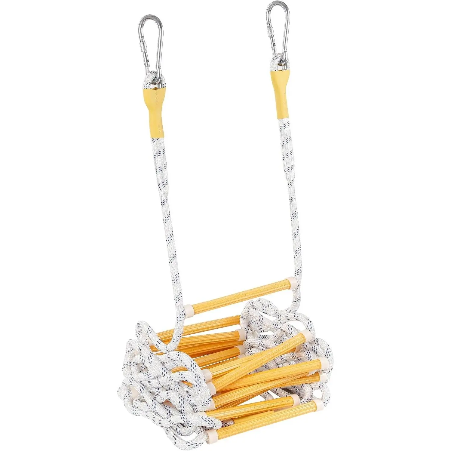 2 Story Fire Escape Ladder, Flame Resistant Emergency Rope Ladder with 2 Hooks for 2nd Floor Window - Compact Reusable Fire Ladder/Telescope Ladder for Kids & Adults (2M/6.6FT)