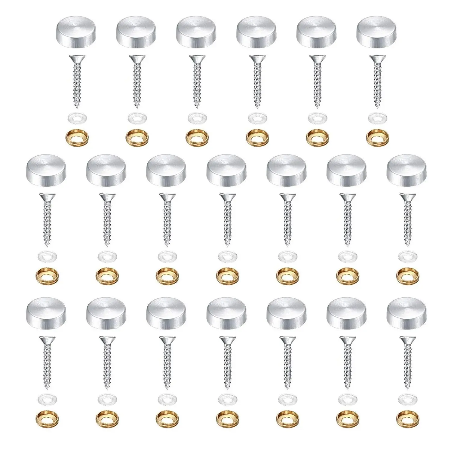 Screw Cap Covers Decorative Mirror Screws, Stainless Steel Screw Cap/Cover | 16mm Dia. 20 count Decorative Screw for Mirror, Sign/Advertising Hardware, Nails,  Tables, Wardrobes Glass Furniture
