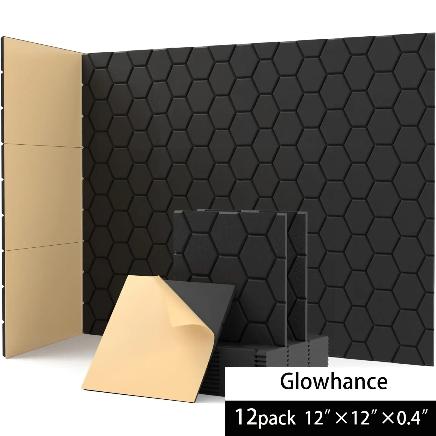12pcs 3D Soundproof Wall Panels, Thick Self-Adhesive Wallpaper, High Density Acoustic Board, Modern Home Decor for Living Room & Bedroom