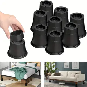 4pcs 9pcs Riser Round Bed Risers Heavy-Duty Durable Adjustable Height Furniture Lifters for Chair Table and Desk Legs Elevation Solution Ideal for Homeowners and Renters Seeking to Increase Storage Space and Improve Ergonomics
