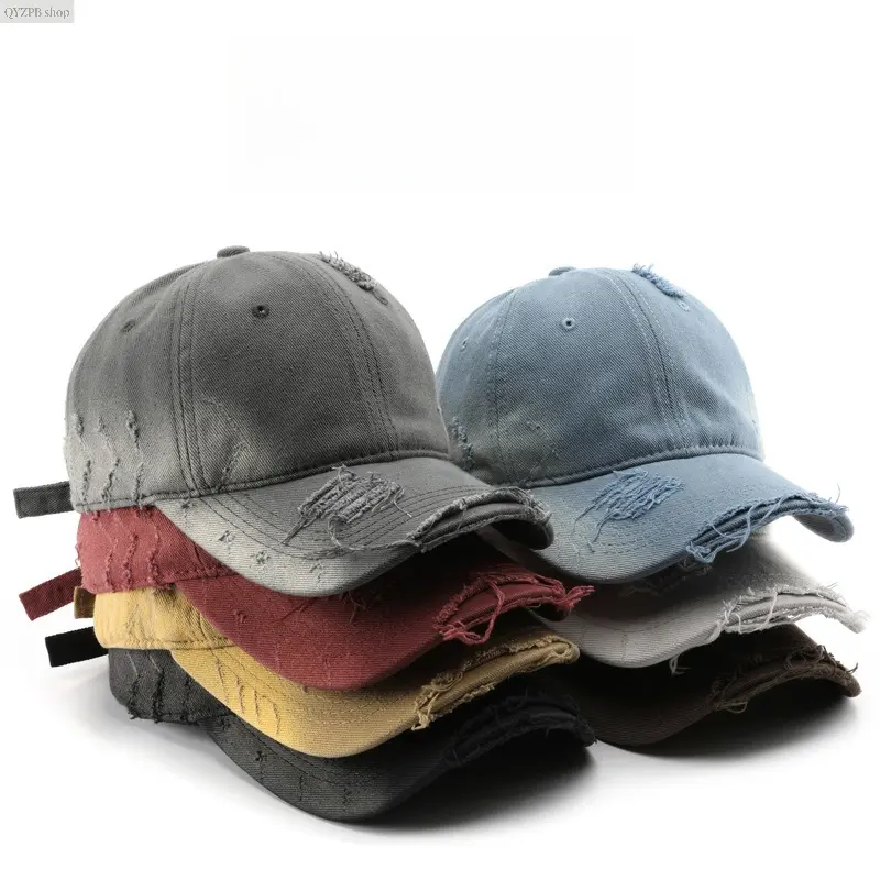 Unisex Vintage Washed Look Baseball Cap - Korean-Style Distressed Dad Hat with Adjustable Strap, Cotton Streetwear Cap, Breathable Lightweight Sun Protection Outdoor Wear