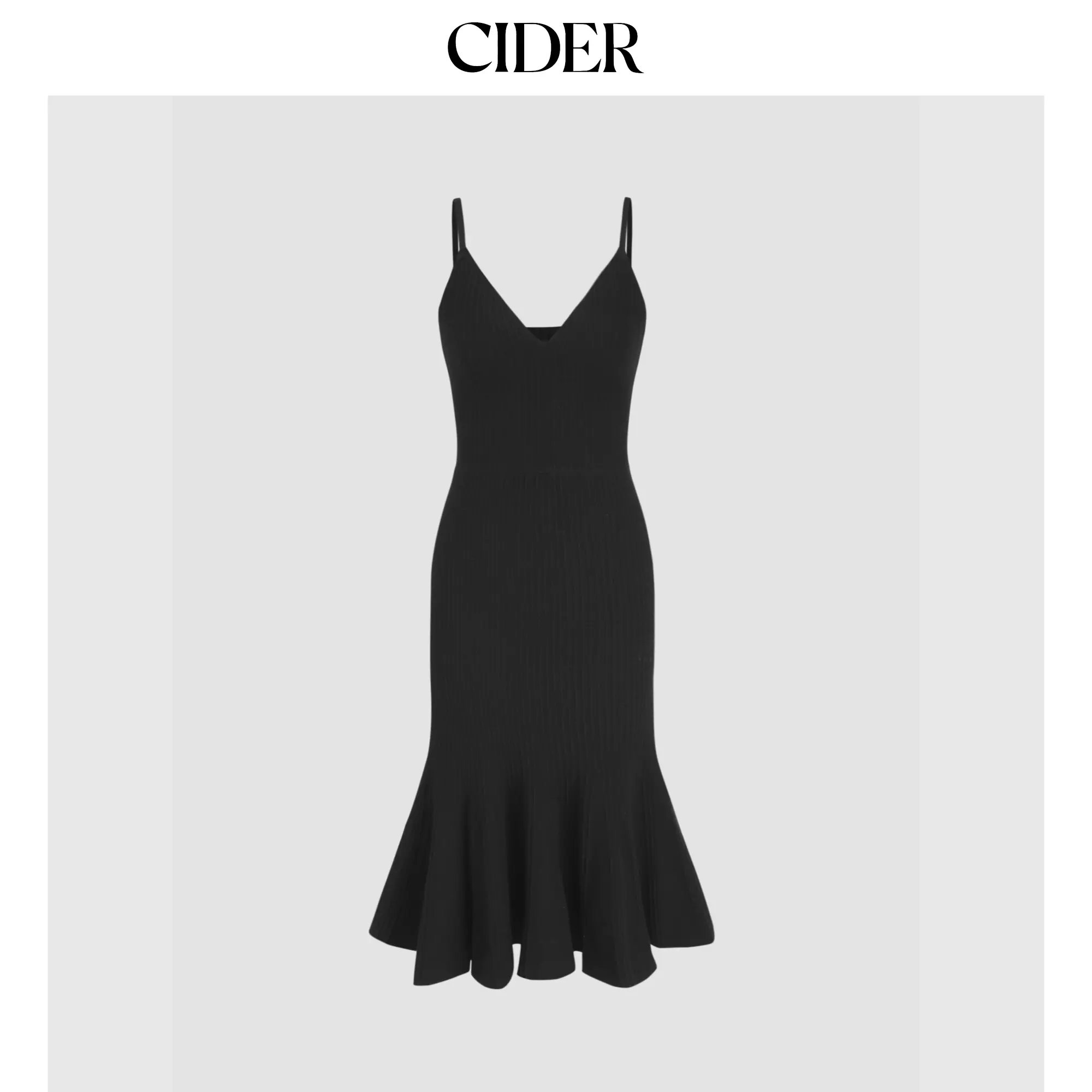 Cider [size 2-26] Knit V Neck Ruffle Mermaid Midi Dress SohoChic
