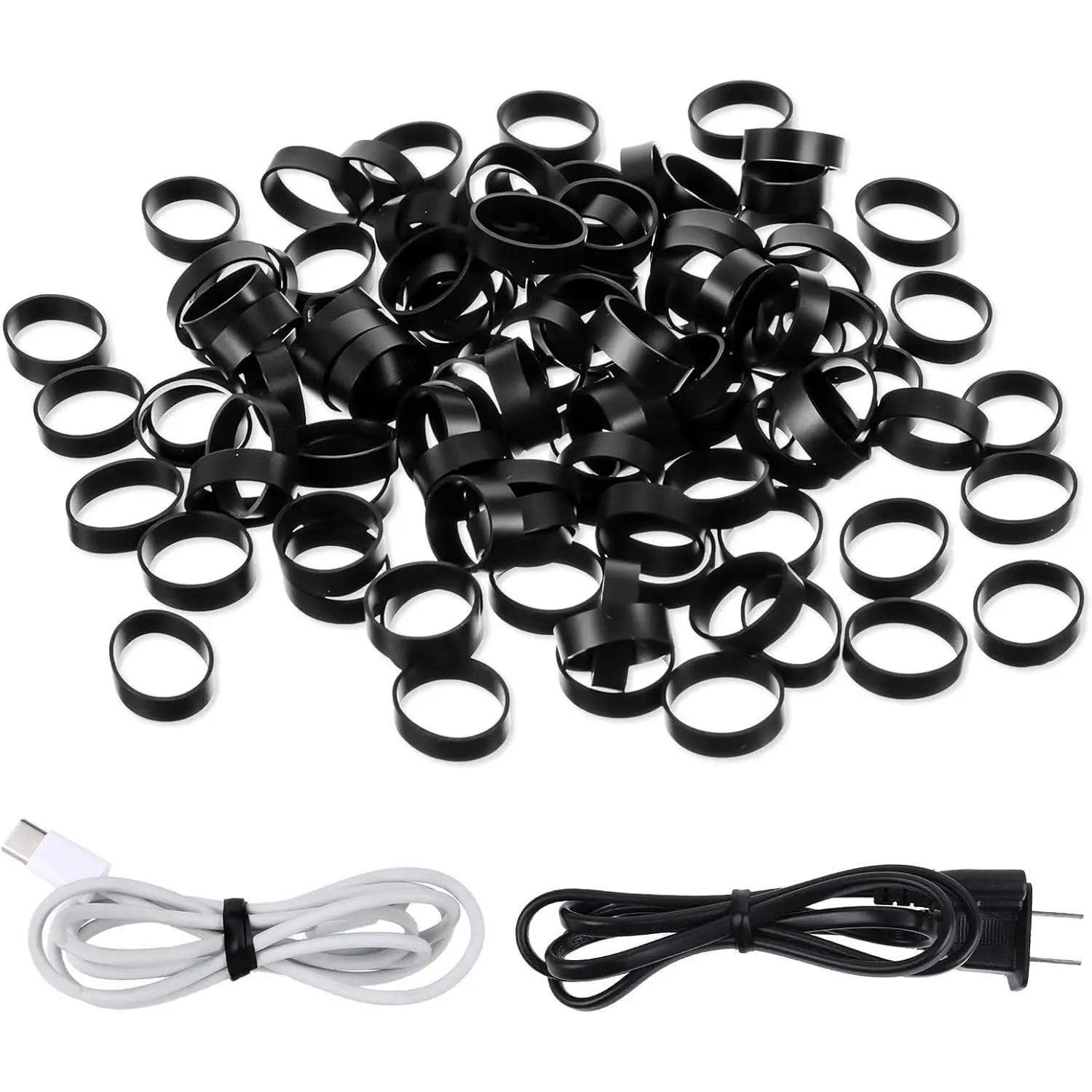 150 Pieces 0.5 Inch Small Elastic Silicone Rubber Bands Black Strong Rubberbands Heavy Round Siliconebands for Wire Cord Cable Wrapping, Bundle