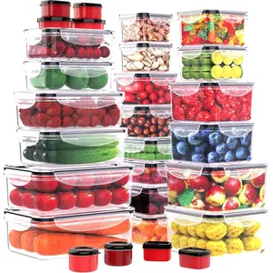 56 PCS Food Storage Containers with Lids Airtight- Plastic Container for Pantry Kitchen Organization-Microwave Dishwasher,Freezer Safe 100% Leak Proof (28 Stackable Boxes-28 Lids)