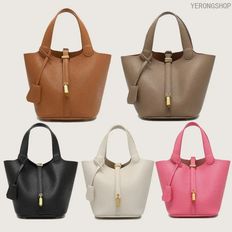 Women's Solid Color PU Leather Handbag - Minimalist Textured Tote with Inner Mini Bag, Fashion All-Match Daily Handbags for Women