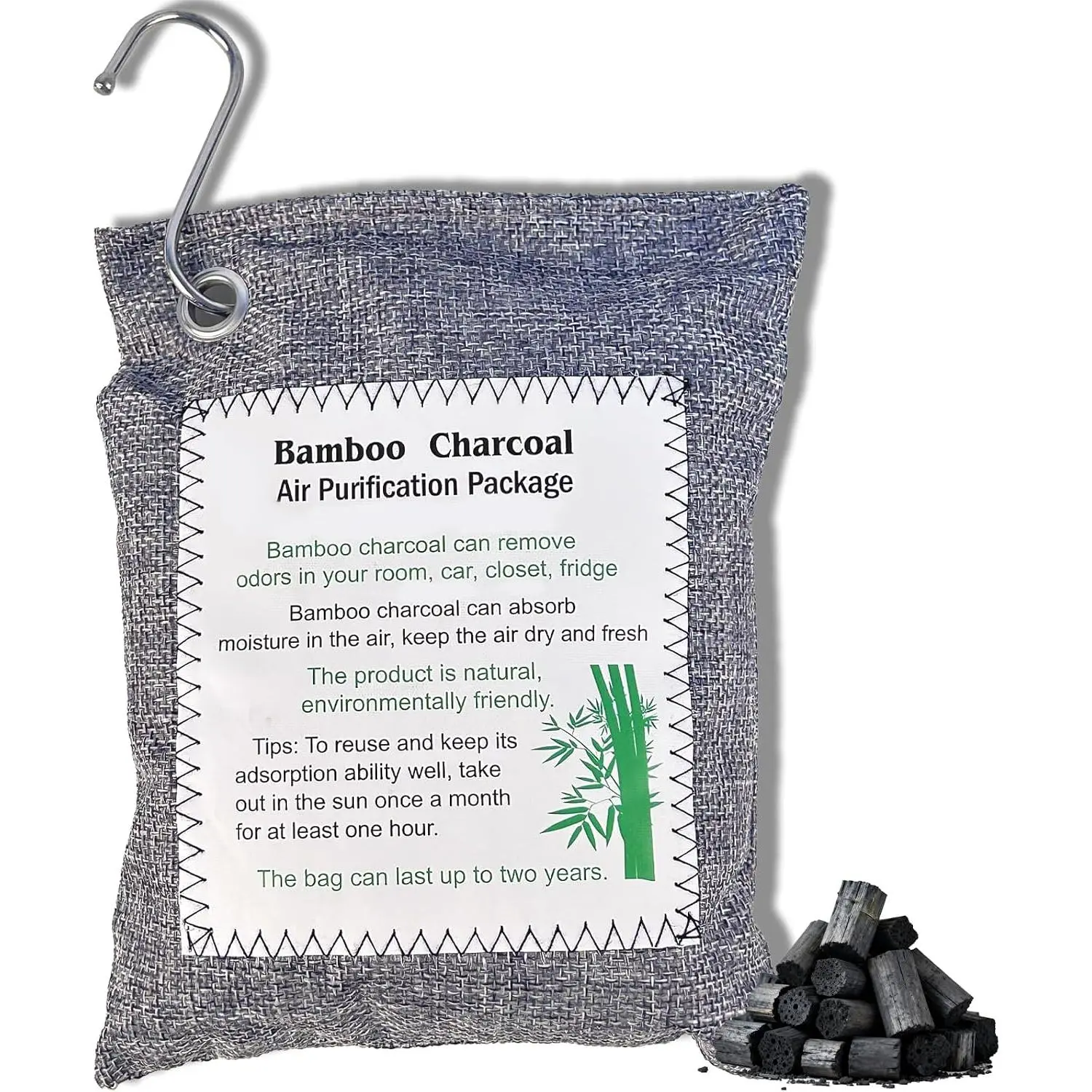 Charcoal Air Purifying Bag, Activated Charcoal Odor Absorber  Absorber  Fresheners Odor  for   Closet Refrigerator Shoe Smell Remover Gym Bag Deodorizer, Grey