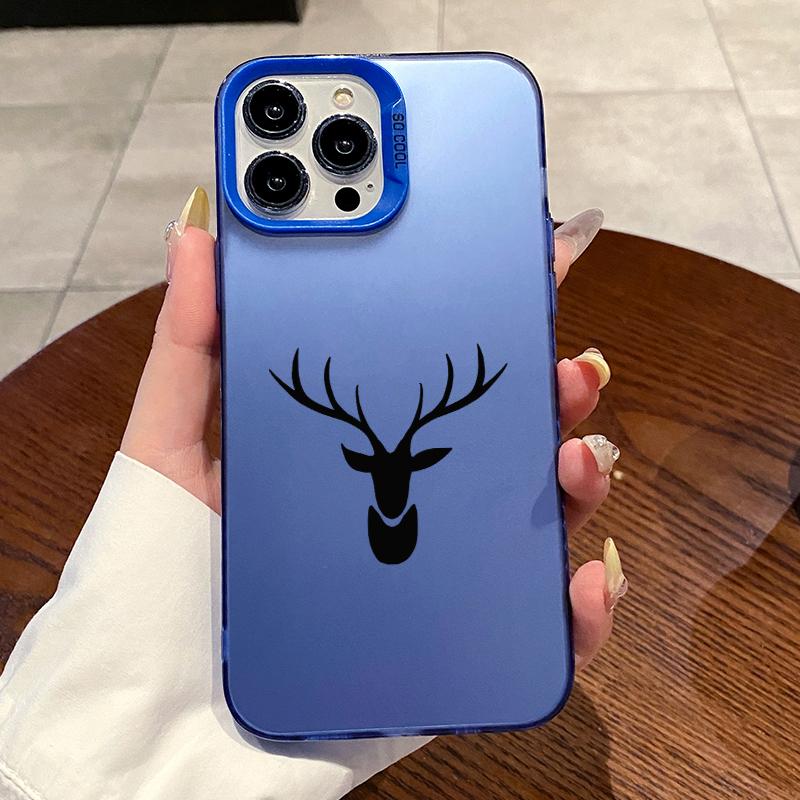 Stag Silhouette Pattern Phone Case for iPhone 16 15 14 Pro Max 16E 13 12 11 XR XS Plus Shockproof Anti-Scratch Durable PC Back Protective Cover