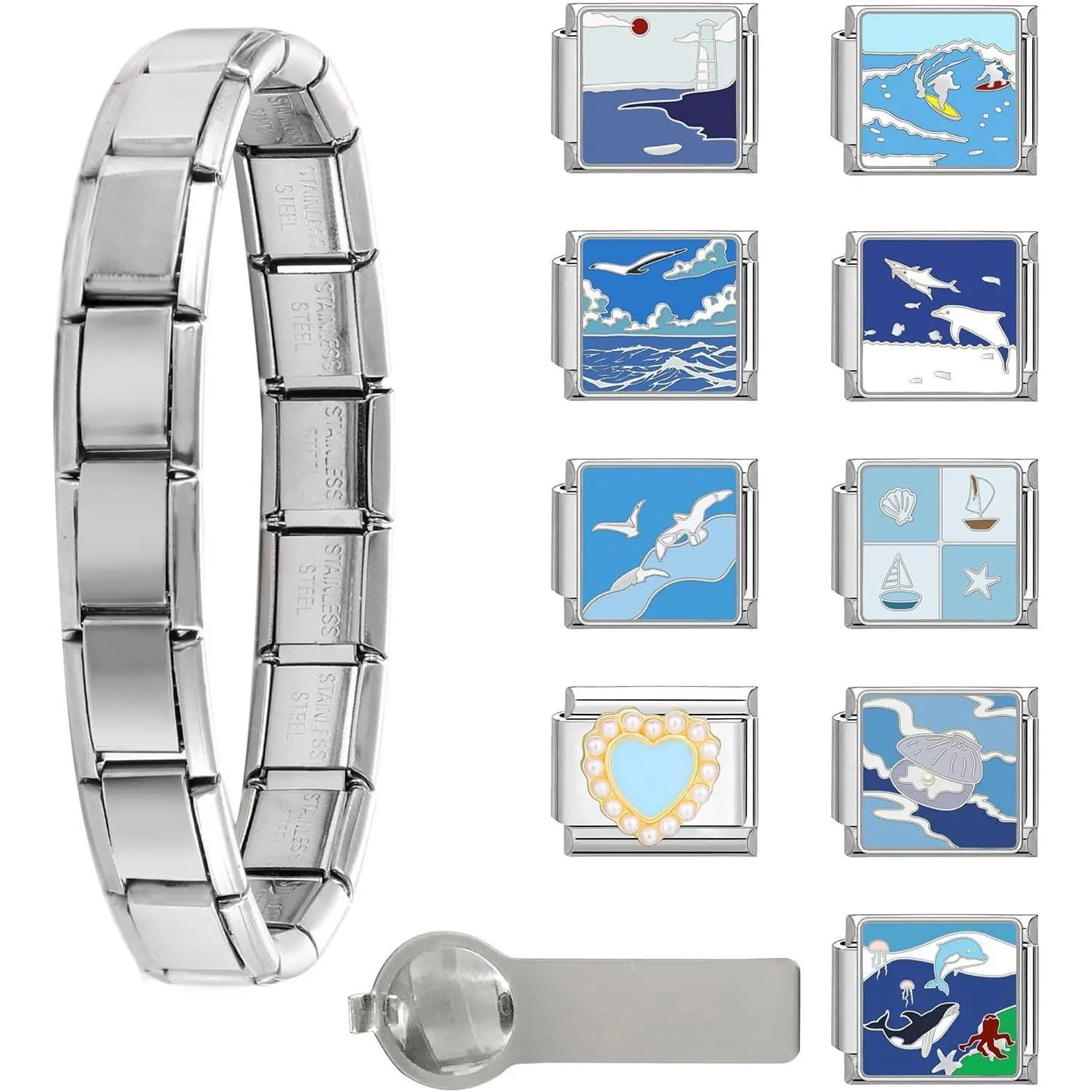 Italian Charms Bracelet Sets with Starter Brascelet DIY Gifts | Italian Charms Bracelet, Modular , DIY Module  Gifts for Women Men, Bracelet Link
