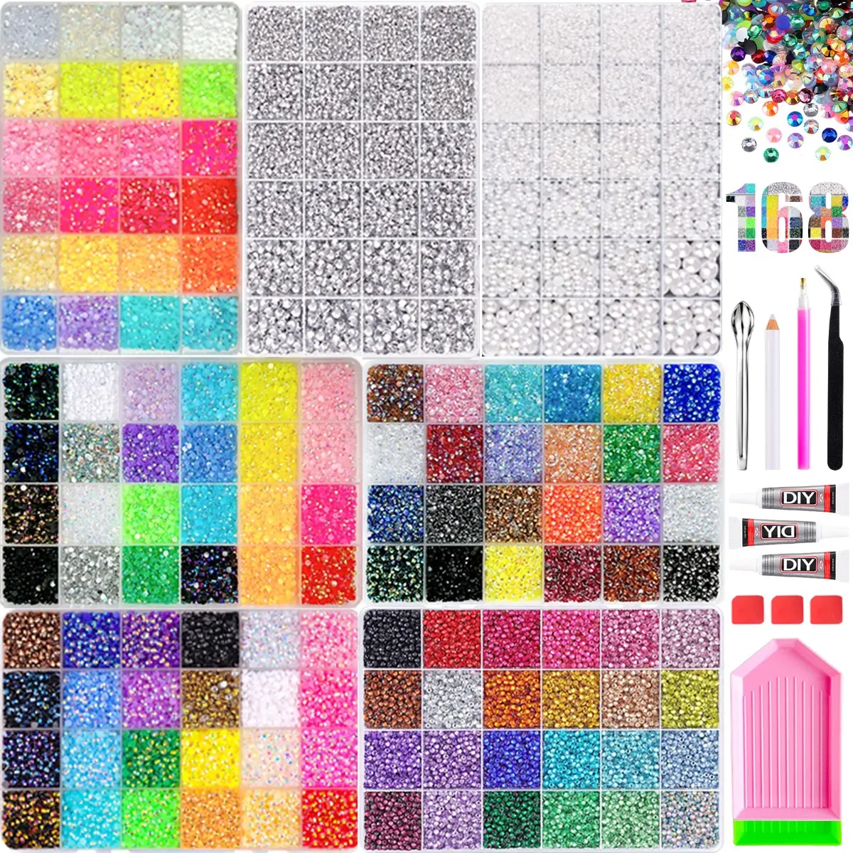 Vibrant Resin Rhinestone Kit, Includes Spoon and Dotting Tool, Perfect for Craft Enthusiasts, Create Rainbow Art at Home。ultimate creative gift for her,graduation gift,class of 2026,summerwins,mid year sale, deals for you。Summervibes diy