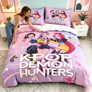 3-Piece Star Girl Pattern Quilt Cover Set, Beddings, Includes 1 Quilt Cover and 2 Pillowcases, Soft Fabric, Ideal for Bedroom, Hotel, Dormitory