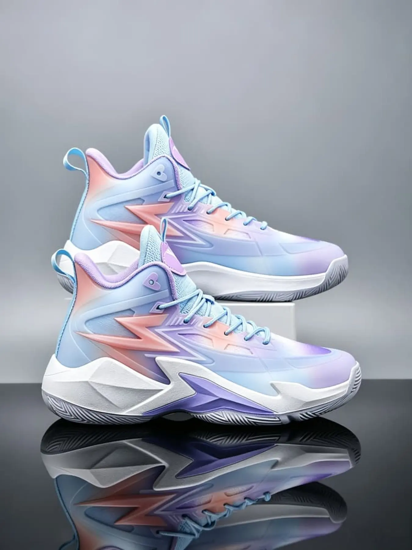 Men High Top Outdoor Basketball Shoes Mesh Leather Spliced Upper Rubber Non Slip Outsole Torsion Support For Court Training