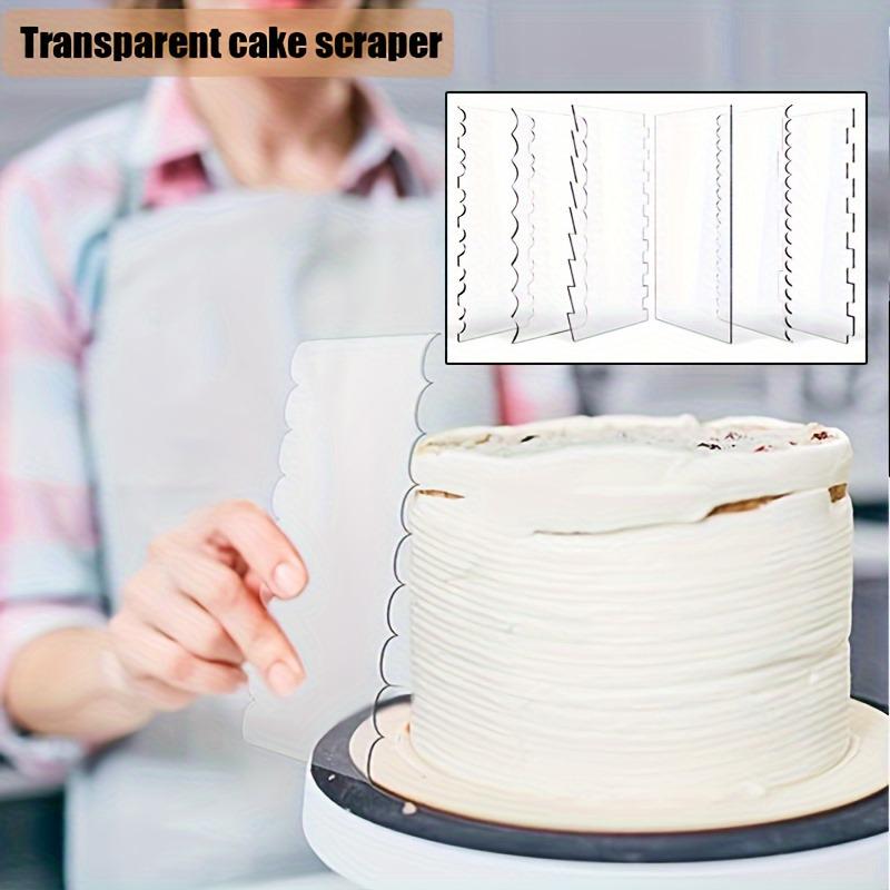 7pcs Large Clear Acrylic Cake Scraper Set Cake Icing Smoother Scraper Frosting Comb Cake Edger Stripes Contour Comb Pastry Cutter For Mousse Butter Cream Cake Decoration