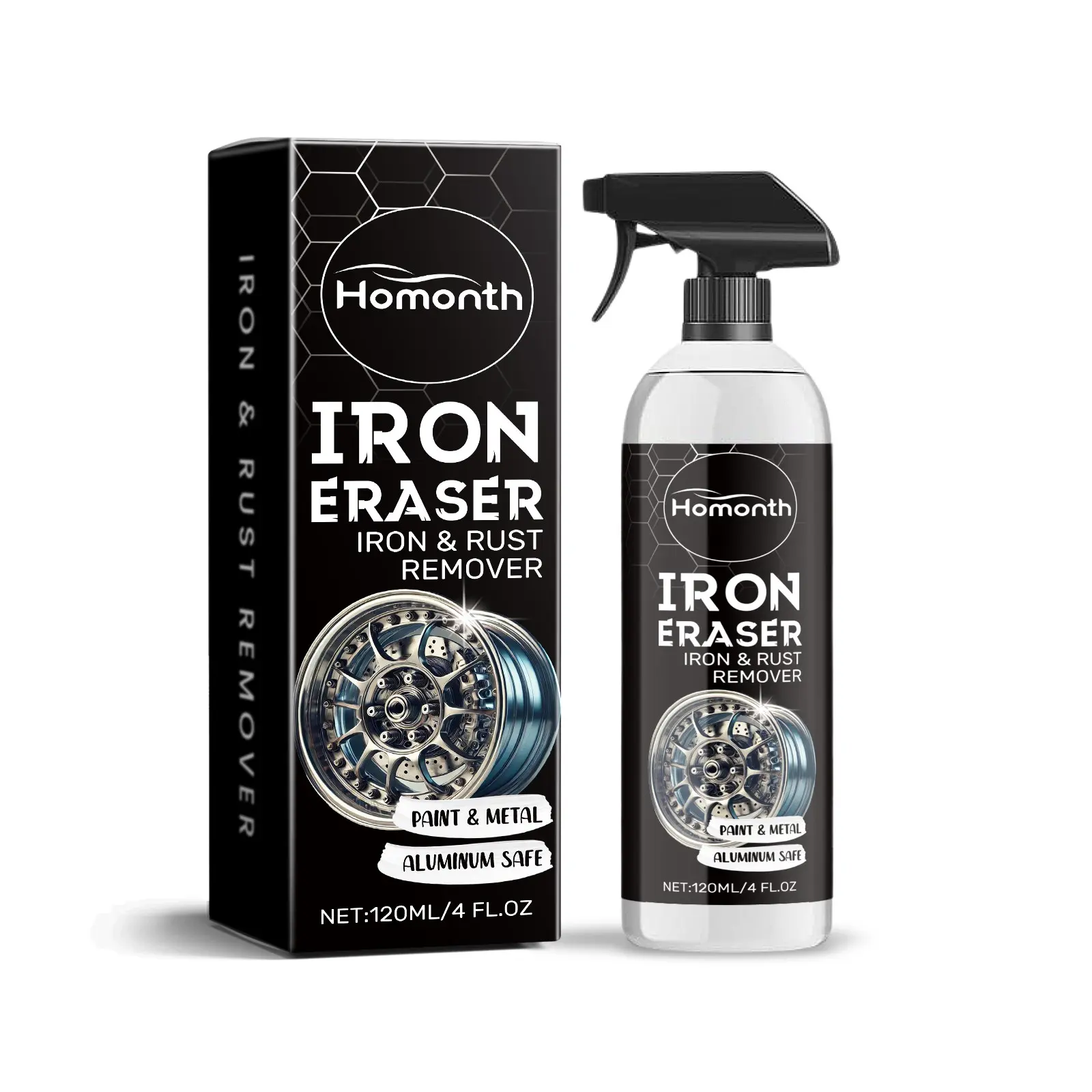 Iron Rust Remover Spray, Car Rust Cleaner, Removes Brake Dust & Paint Stains, Suitable for Rims, Paint, Aluminum, DIY Car Care Supplies