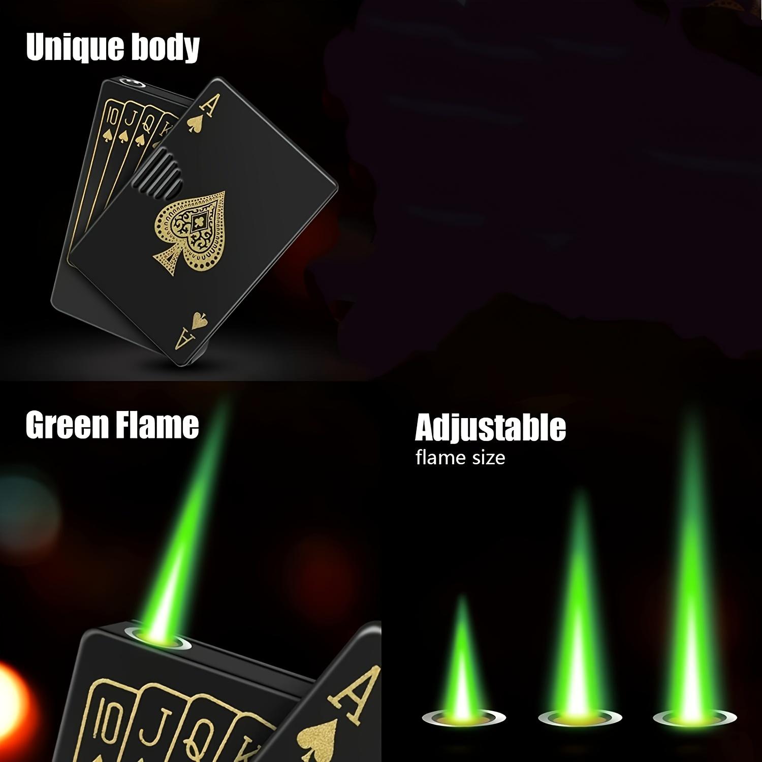 Poker card lighter, jet torch lighter, love lighter, refillable butane lighter, spade ace cool lighter, windproof poker design, suitable for outdoor, indoor, barbecue, candles, and unisex gifts (excluding gas)