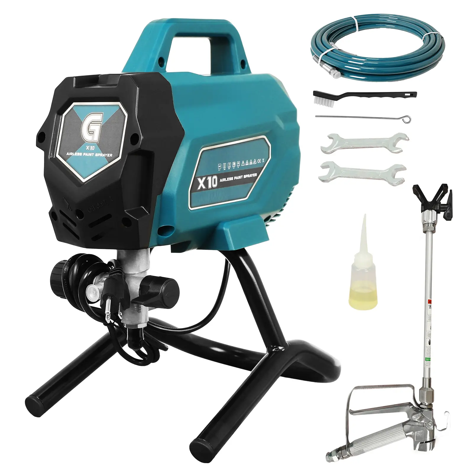 High Efficiency Airless Paint Sprayer Stand – 3300 PSI 750W Electric Spray Sprayer, Adjustable Pressure, With Extension Pole & Cleaning Kit, Ideal for DIY Homeowners & Large Projects, Fits 1-5 Gallon Buckets